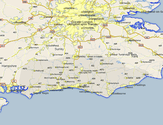 Sussex Map - South-East UK